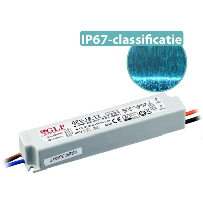 Afbeelding van GLP LED voedingsadapter 12V 60W 5A geschikt voor verlichting IP67 waterdicht
