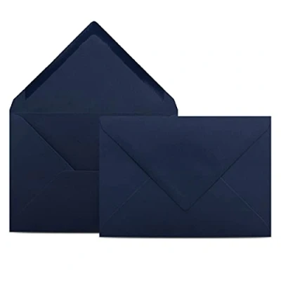 Afbeelding van COLOURS 4 YOU enveloppen, DIN C6, donkerblauw, 11,4 x 16,2 cm, 80 g/m² met natte lijm, puntige klep, zonder venster, 50 stuks