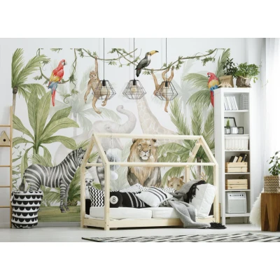 Afbeelding van Walltastic Jungle Safari Afrika Posterbehang Fotobehang Kinderbehang XXL (305 x 244 cm) 6 Panelen