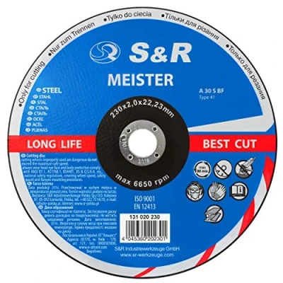 Afbeelding van S&amp;R doorslijpschijf voor metaal, staal 230 x 2,0 22,23 mm A30 S BF. Set 25 stuks, haakse slijper