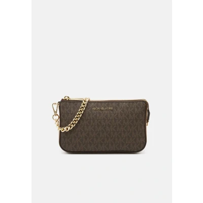 Afbeelding van Michael Kors JET SET Chain Pouchette Clutch, Dames, Maat: One Size, Brown