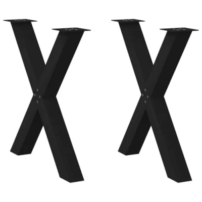 Afbeelding van vidaXL Eettafelpoten 2 st X vormig 70x(72 73) cm staal zwart