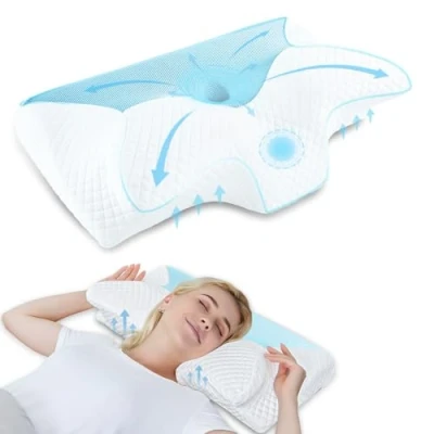 Afbeelding van HOMCA Cervicale Kussen Memory Foam Kussens Contour Kussen, Orthopedisch Nek Bed voor Zijslapers Terug en Buik (Blauw, 60 x 35 8/12cm)