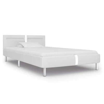 Afbeelding van Bedframe met LED kunstleer wit 90x200 cm