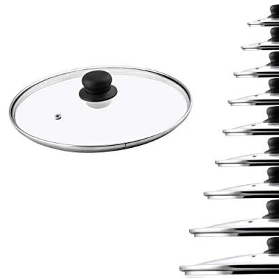 Afbeelding van KADAX Glazen Deksel, hittebestendig Deksel met Handvat van Kunststof, Stoomgat, Pandeksel, universeel voor Pannen en Potten, in verschillende maten, rond (26cm)