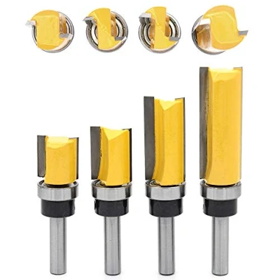 Afbeelding van DingGreat 4 delige 8 mm schacht kantenfrees, groeffrees, houtsnijder, professionele accessoires, houtfrees, router bit, bovenfrees