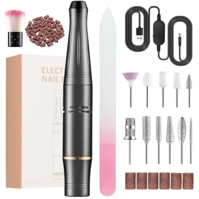 Afbeelding van nagelfrees voor gelnagels, 23000 tpm, 11 in 1 elektrische nagelvijl met instelbare snelheid en richting nagelriem, Shellac acrylgel, veilig beginners