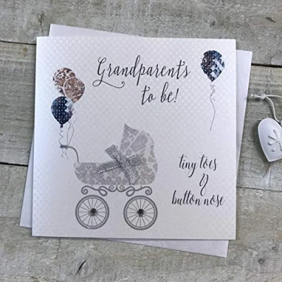 Afbeelding van Grootouders to be Gefeliciteerd Handgemaakte Baby Card door WHITE COTTON CARDS VN103,16cm x 16cm
