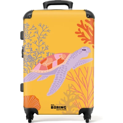 Afbeelding van NoBoringSuitcases.com® Koffer groot Rolkoffer lichtgewicht Geel met schildpad Reiskoffer 4 wielen Grote trolley XL 20 kg bagage