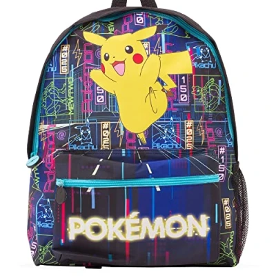 Afbeelding van Pokemon Licenced Glow in the dark rugzak met Pikachu motief, voor jongens en meisjes, kerstcadeau, terug naar school cadeau, kleur: Zwart geel,