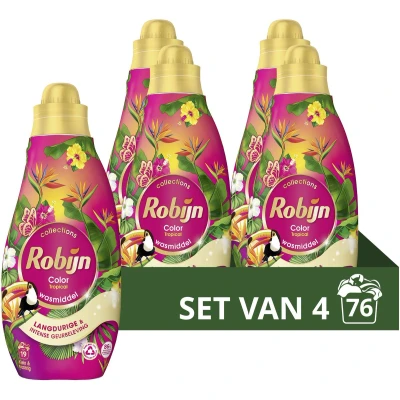 Afbeelding van Robijn Klein &amp; Krachtig Collections Vloeibaar Wasmiddel Tropical met 86% biologisch afbreekbare ingrediënten 4 x 19 wasbeurten