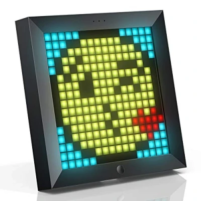 Afbeelding van Divoom Pixoo Pixel Art digitale fotolijst met 40,6 x cm led display app bediening, coole animatielijst, wand /bureauhouder voor gamingkamer en nachtkastje, zwart