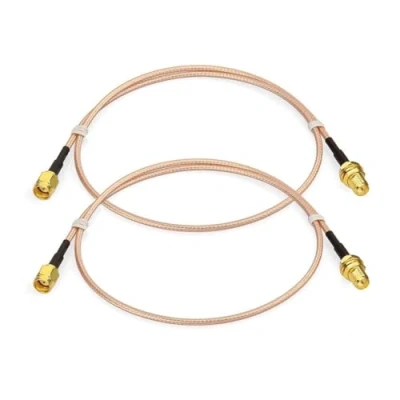 Afbeelding van Bingfu RP SMA Male to Female Bulkhead Mount RG316 WiFi Aerial Antenna Extension Coaxial Cable 60cm (2 Pack) for Wireless PCI Express PCIE Network Card Adapter Router Security Camera