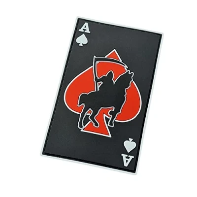 Afbeelding van Grim Reaper Ace of Spades Card PVC Patch (Multicolor Glow Dark) Klittenband Patches
