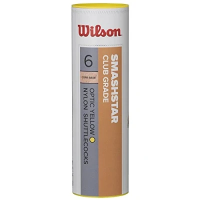 Afbeelding van Wilson Unisex Smashstar Tube Shuttles Badminton Shuttles, Geel, Pack van 6 UK