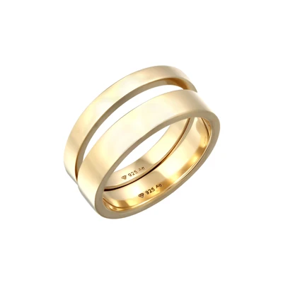 Afbeelding van Kuzzoi 2ER SET Casual LOOK Ring, Heren, Maat: 62, Gold