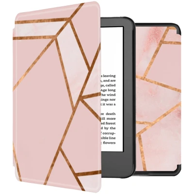 Afbeelding van Amazon Kindle (2022) 11th gen Hoes: iMoshion Design Slim Hard Case Bookcase Pink Graphic Kunstleder E Reader Hoezen