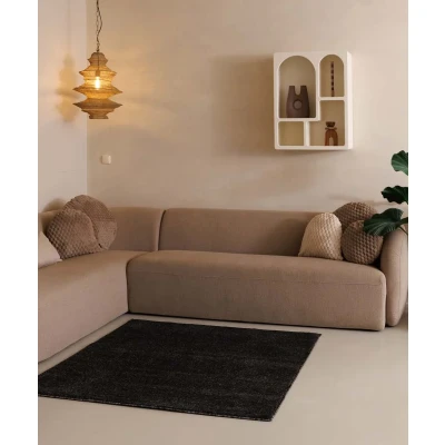 Afbeelding van Vierkant Vloerkleed Fine Antraciet 100x100 Cm