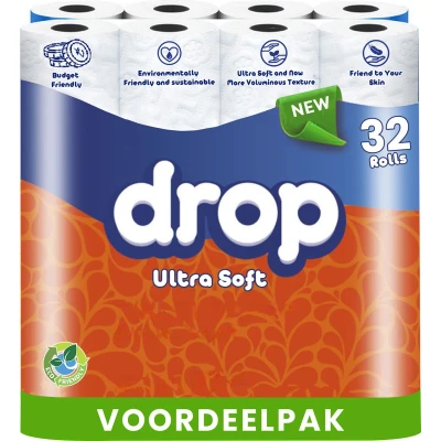Afbeelding van Drop Ultra Soft 1x32 rollen toiletpapier 32 Ultiem comfort WC Papier, Superieure sterkte, Maximale absorptie &amp; Pluisvrij Voordeelverpakking Papier