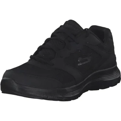 Afbeelding van Skechers Flex Advantage 4.0 Sneaker voor heren, Zwart lederen mesh Pu zwarte trim, 48.5 EU