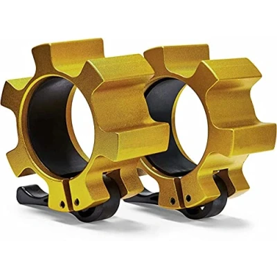 Afbeelding van Metalen Olympische halterklemmen 2 inch zware oefenkragen, gewichtsclips voor Barbell, Quick Release Gewichtsklemmen gewichtheffen, liften Kracht Fitness Training 1 Pair Gold