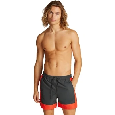 Afbeelding van Calvin Klein Swimwear Medium Drawstring Fashion Zwemshorts, Heren, Maat: Large, Flaming chili