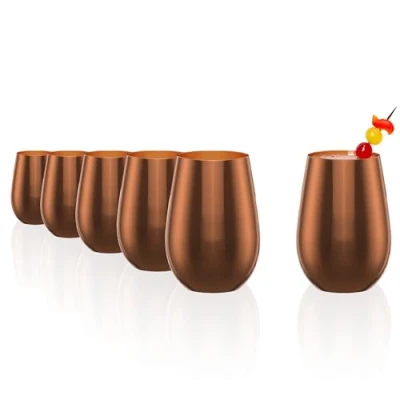 Afbeelding van Stölzle Lausitz Elements glazen 465 ml, drinkglazen, set van 6, cocktailglazen, vaatwasmachinebestendig met hoge schokbestendigheid, universele als waterglazen, sapglazen, brons