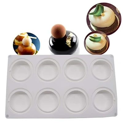 Afbeelding van enduo Siliconen cakevorm handgemaakte 3D DIY vorm 8 gaten ronde wit
