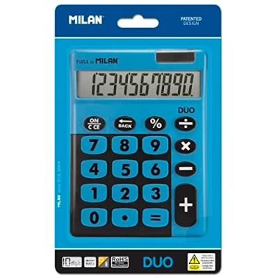 Afbeelding van Rekenmachine Milan DUO Blauw 14,5 x 10,6 2,1 cm