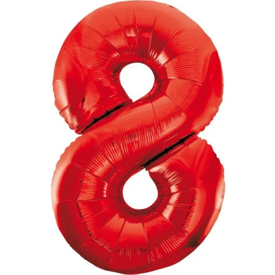 Afbeelding van Cijfer Ballon 8 Rood 86 cm