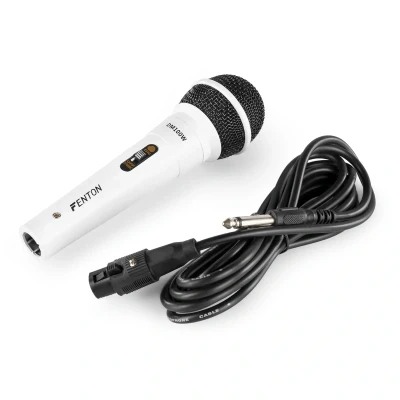 Afbeelding van Fenton DM100W witte dynamische microfoon voor o.a. karaoke en DJ&#039;s