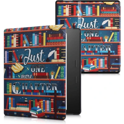 Afbeelding van kwmobile E reader hoesje geschikt voor Amazon Kindle Oasis 10. Generation hoes flip case met magnetische sluiting Ereader cover bibliotheek design in meerkleurig