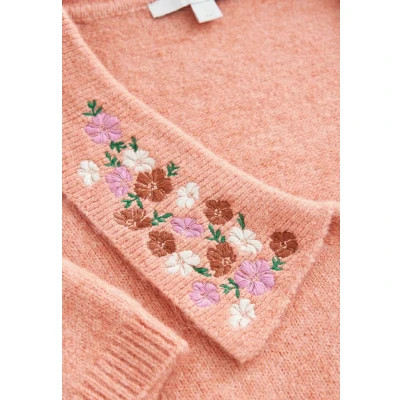 Afbeelding van Next Regular FIT Floral Embroidered Short Sleeve Collared Vest, Dames, Maat: SxR, Pink peach