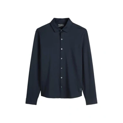 Afbeelding van Marc O&#039;Polo Shirt LONG Sleeve Designed FOR Circularity Overhemd, Heren, Maat: Medium, Dark navy