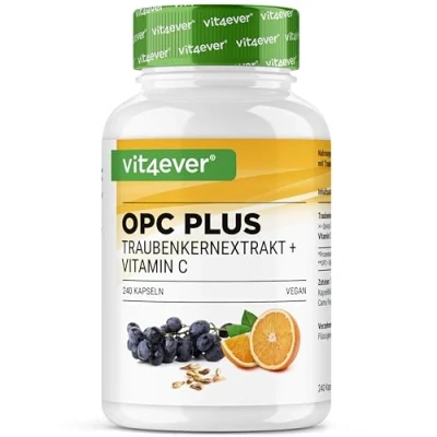 Afbeelding van OPC druivenpitextract + natuurlijke vitamine C 240 capsules voor 8 maanden Hoogste gehalte volgens HPLC van Europese druiven Veganistisch