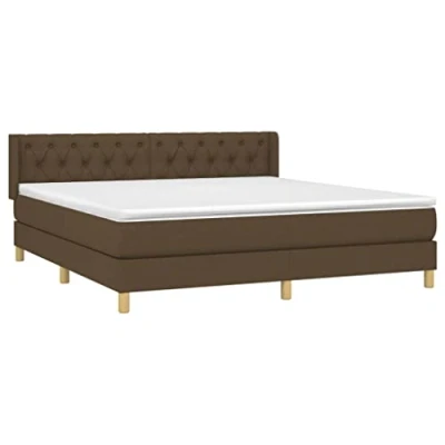 Afbeelding van vidaXL Boxspring met matras stof donkerbruin 160x200 cm