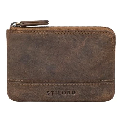Afbeelding van STILORD &#039;Tarlo&#039; Lederen Sleuteletui RFID Sleutel Tasje munt Portemonnee Mini Wallet met Sleutelhanger Vintage Echt Leder, Kleur:middel bruin