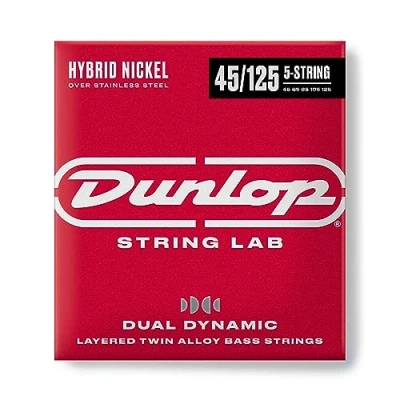 Afbeelding van Dunlop DBHYN45125 String Lab Dual Dynamic Hybrid Nickel .045 .125 low tension snarenset voor 5 snarige basgitaar