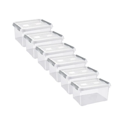 Afbeelding van Curver Handy+ Opbergbox 15L 6 stuks Transparant met deksel