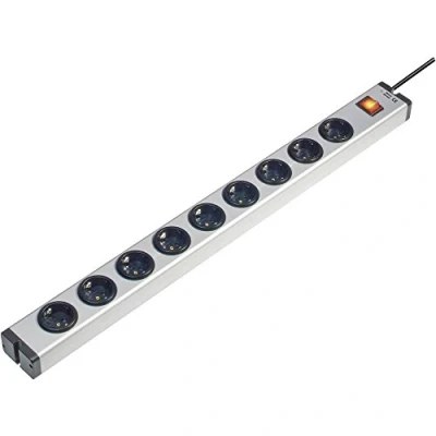 Afbeelding van Ehmann 0601x00092031 Stekkerdoos met schakelaar 9 voudig Aluminium Randaarde stekker 1 stuk(s)
