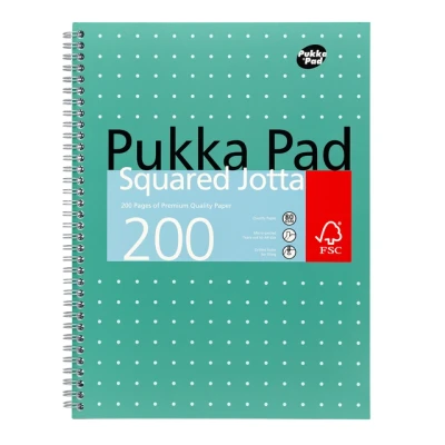 Afbeelding van Collegeblok Pukka Jotta A4 ruit 5x5mm 4 gaats 200 paginas 80gr groen