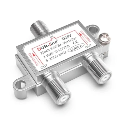 Afbeelding van DUR line SAT &amp; BK verdeler 2 voudige splitter volledig afgeschermd Unicable HD geschikt D2FV voor satellietsystemen (DVB S2) FM radio DC doorlaat tv antennes televisie