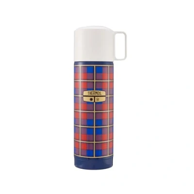 Afbeelding van THERMOS REVIVAL BEVERAGE BOTTLE 0,50l, retro blauw, thermosfles roestvrij staal, rood met drinkbeker, 18 uur warm / 24 koud, vaatwasmachinebestendig, absoluut lekvrij, BPA vrij