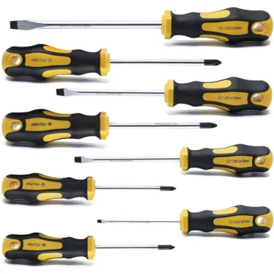 Afbeelding van Schroevendraaierset, 8 delig, magnetische schroevendraaierset met sleuf, Pozidriv en kruiskop chroom vanadium staal, koffer