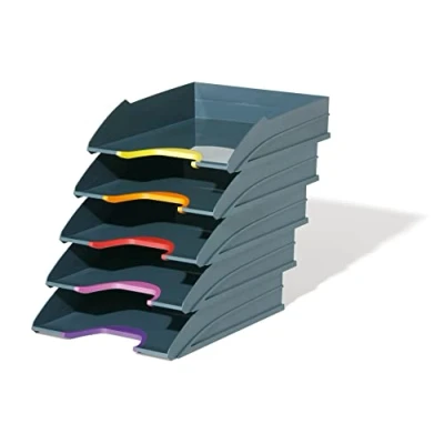 Afbeelding van Durable 770557 Brievenbakje A4 (Varicolor) 5 vaks systee, antraciet met gekleurde handgrepen