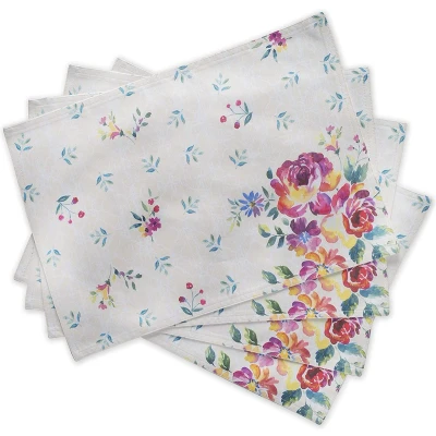 Afbeelding van Rose Garden 100% katoenen set van 4 placemats voor de eettafel Keuken Bruiloft Dagelijks leven Etentjes lente/zomer (33 cm x 48 cm) Moederdag