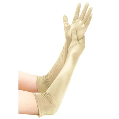 Afbeelding van EORUBE Lange Opera 1920s Satijnen Handschoenen voor Vrouwen Elleboog Lengte Party Kostuum Handschoenen, Glad 20.5 Champagne, Eén maat