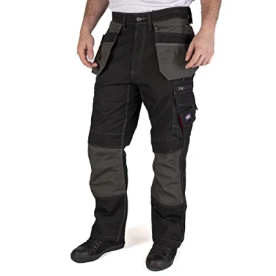Afbeelding van Lee Cooper Heren Contrasterende Drievoudig genaaide Multi Tool Pocket Klassieke Cargo Kneepad zakken Werkveiligheid Broeken, Zwart, 42&quot; Taille Korte been (74 cm)