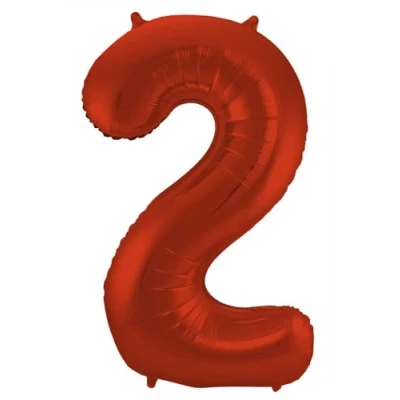 Afbeelding van Folie ballon cijfer 2 Rood Metallic Mat 86cm
