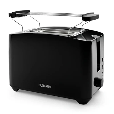 Afbeelding van Bomann® TA 6065 CB broodrooster met 2 toastsleuven, opzetstuk voor broodjes, sneden liftfunctie, ontdooi en opwarmfunctie, broodjes brood, zwart